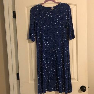 Blue polka dot swing dress